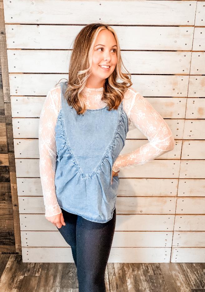Chambray V Top